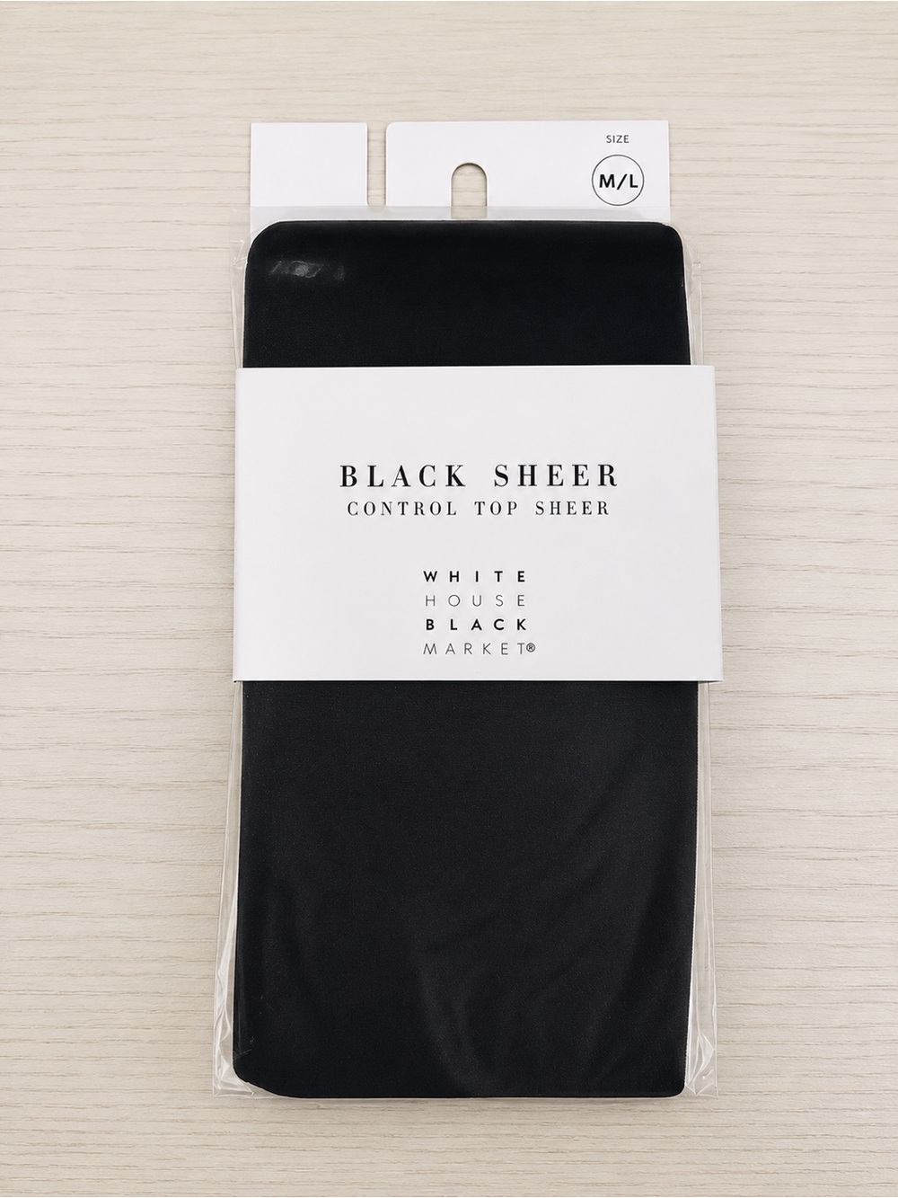 White House Black Market Black Sheer Control Top Hosiery M/L